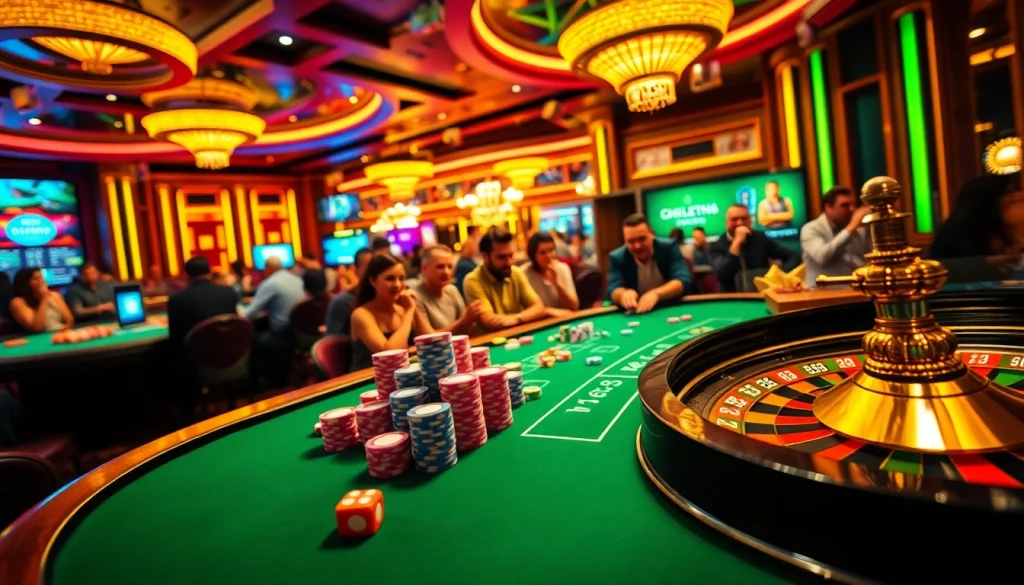 Nohu chips fly across the poker table in a vibrant casino scene