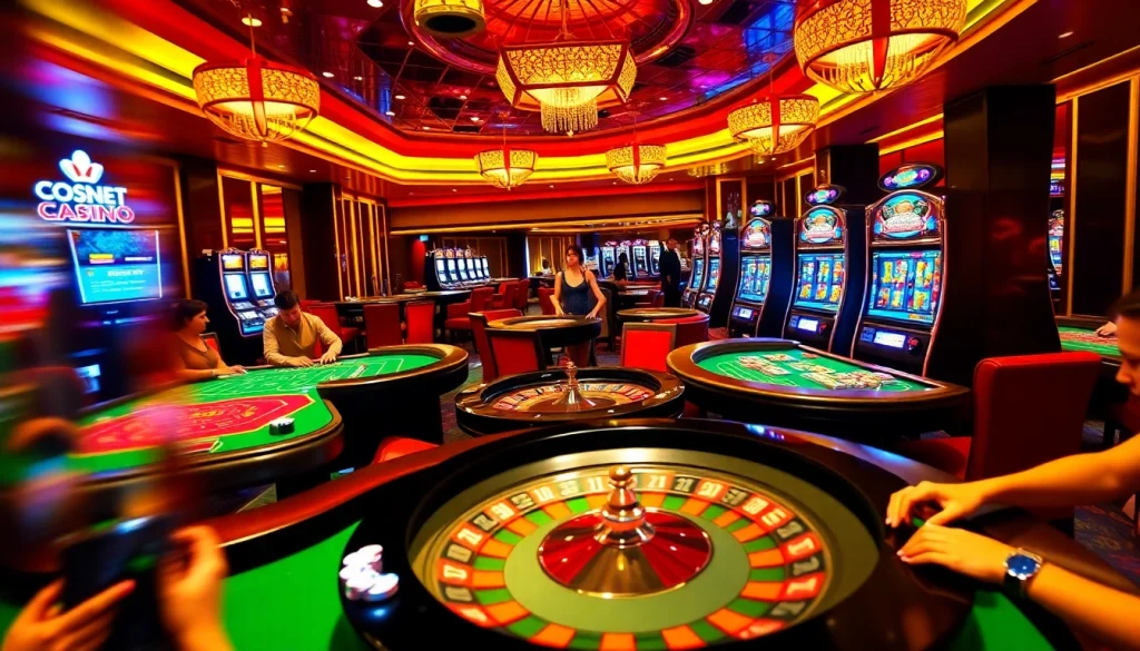 Players enjoying exciting games at https://789ff.biz/, featuring vibrant casino tables and a spinning roulette wheel.